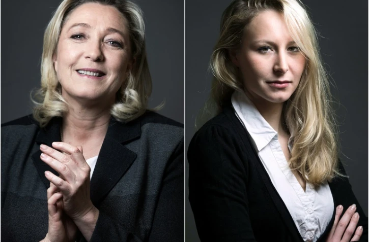 Un montage photo du 9 décembre 2015 montre les deux candidates aux régionales du FN, Marine Le Pen et Marion Marechal-Le Pen