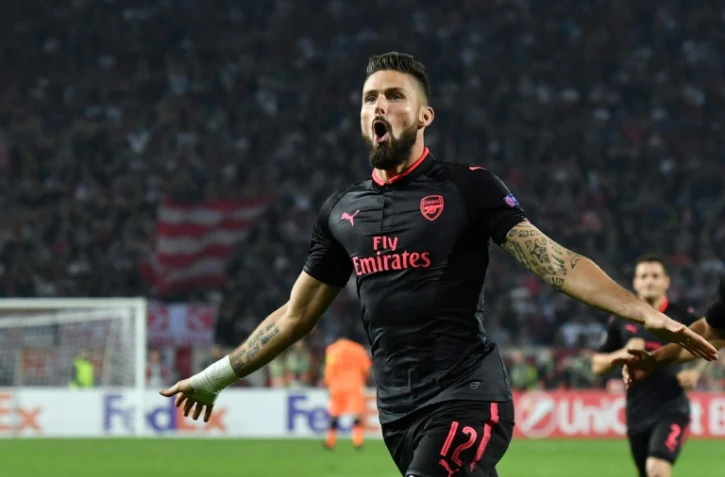 Le Français Olivier Giroud buteur face à Belgrade en Europa League, le 19 octobre à Belgrade