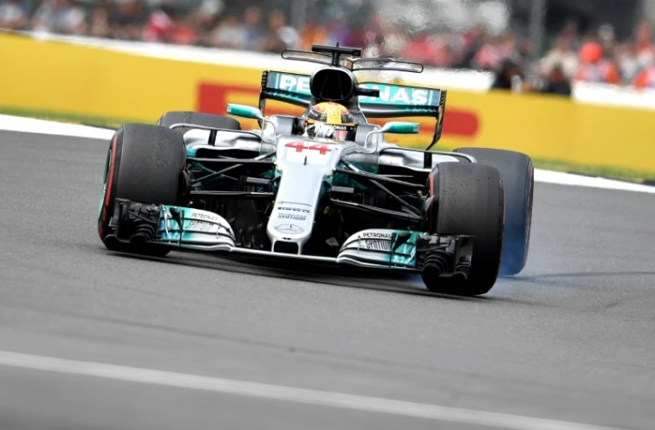 Le Britannique Lewis Hamilton, vainqueur du GP de Grande-Bretagne, le 16 juillet 2017 à Silvestone