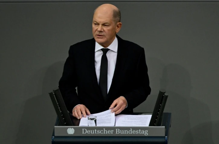 Le chancelier allemand Olaf Scholz au Bundestag le 29 janvier 2025
