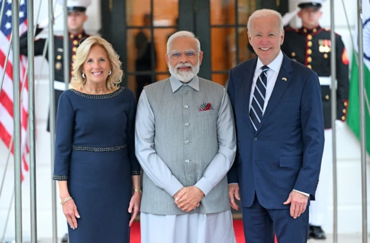 Le président américain Joe Biden et son épouse Jill Biden accueillent le Premier ministre indien Narendra Modi le 21 juin 2023 à la Maison Blanche