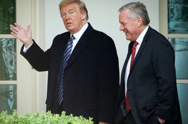 L'ex-président américain Donald Trump et son chef de cabinet Mark Meadows, à la Maison Blanche, le 8 mai 2020