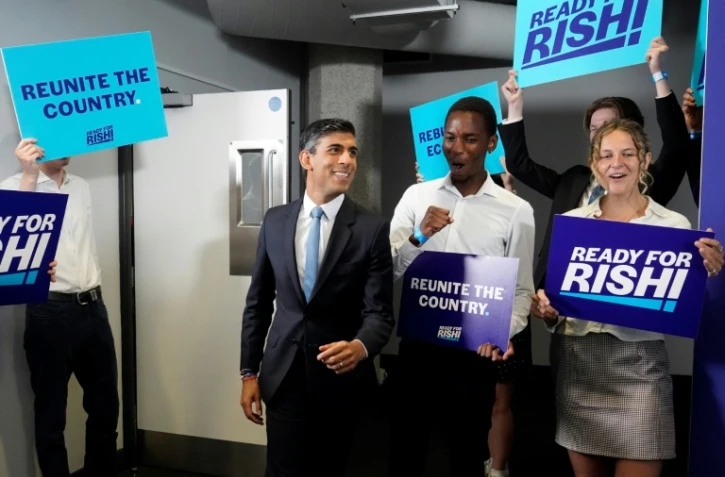 L'ex-chancelier de l'Echiquier Rishi Sunak lance sa campagne pour prendre la tête du parti conservateur, à Londres le 12 juillet 2022