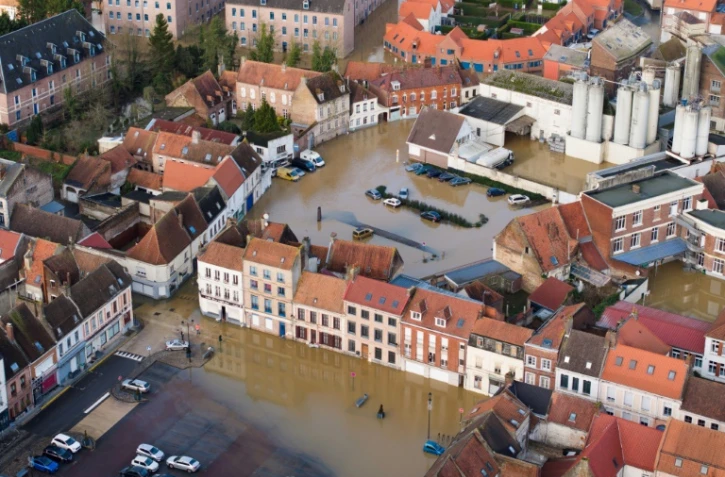 Les inondations à Aire-sur-la-Lys, dans le Pas-de-Calais, le 4 janvier 2024 