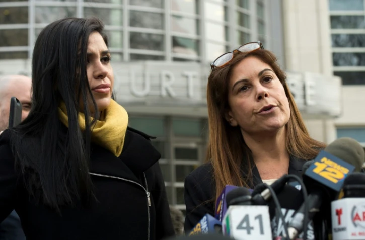 Emma Coronel Aispuro (L), la femme du célèbre narcotrafiquant mexicain Joaquin El Chapo Guzman, le 3 février 2017 à New York
