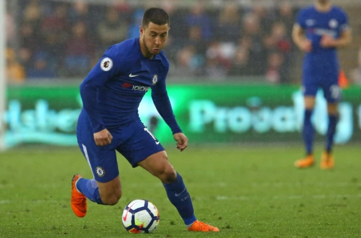 Le milieu de terrain belge de Chelsea, Eden Hazard, au cours d'un match de Premier League à Swansea au Pays de Galles, le 28 avril 2018 