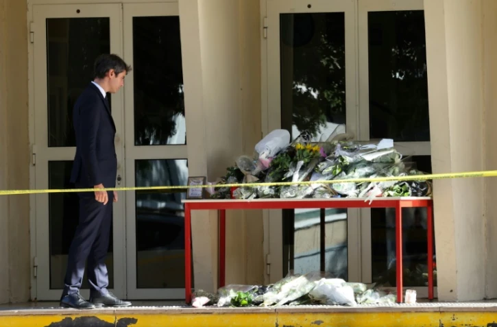 Le Premier ministre Gabriel Attal, alors ministre de l'Education, au collège-lycée Gambetta d'Arras le 14 octobre 2023