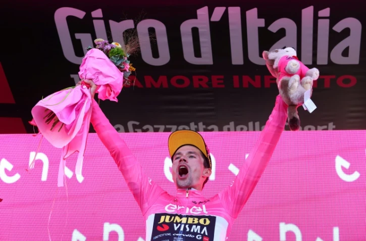 Le Slovène Primoz Roglic nouveau leader du Giro après la 20e étape, le 27 mai 2023 à Monte Lussari