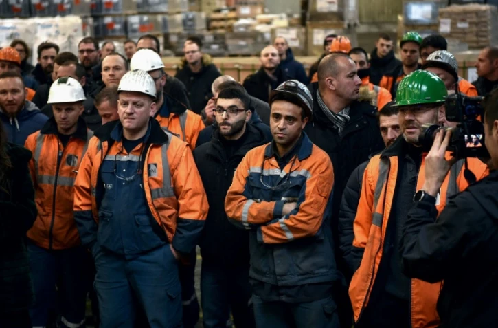Les salariés d'Ascoval, le 19 décembre 2018, àSaint-Saulve