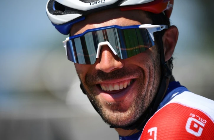 Le Français Thibaut Pinot lors d'une séance d'entraînement à La Planche des Belles Filles, le 18 mai 2022