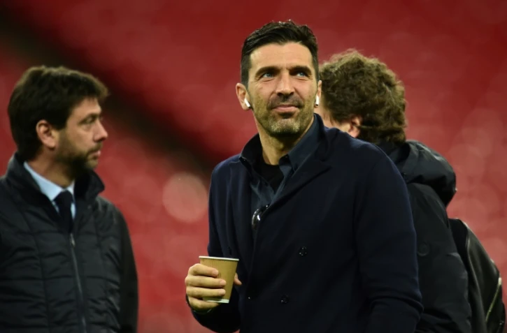 Le gardien de la Juventus Gianluigi Buffon lors de la reconnaissance de la pelouse à Wembley, le 6 mars 2018 