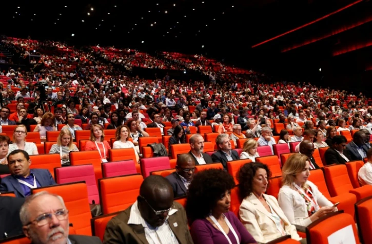 Photo prise le 23 juillet à Paris pendant la conférence internationale sur la recherche contre le SIDA