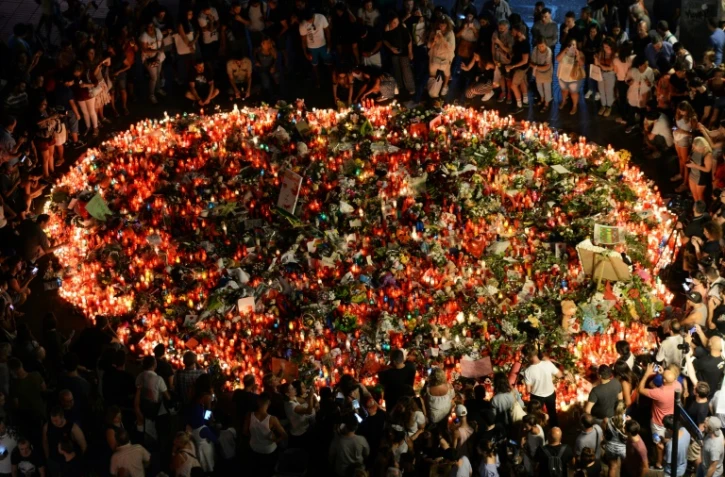 Hommage le 19 août 2017 à Barcelone aux victimes de l'attaque sur Las Ramblas qui a fait 13 morts et plus d'une centaine de blessés