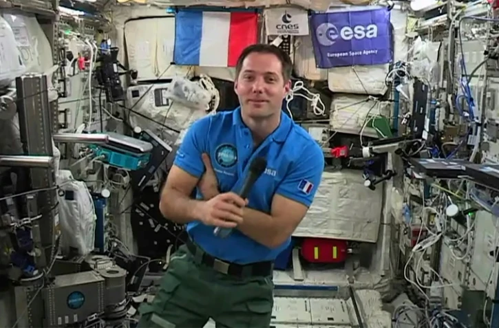 L'astronaute français Thomas Pesquet, le 30 mai 2017 à bord de la Station spatiale internationale (ISS)