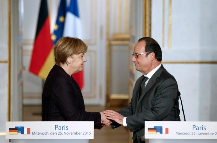 François Hollande et Angela Merkel à l'Elysée le 25 novembre 2015