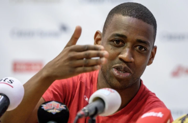 Le milieu suisse Gelson Fernandes lors d'une conférence de presse au stade Torpedo de Tolyatti, le 14 juin 2018
