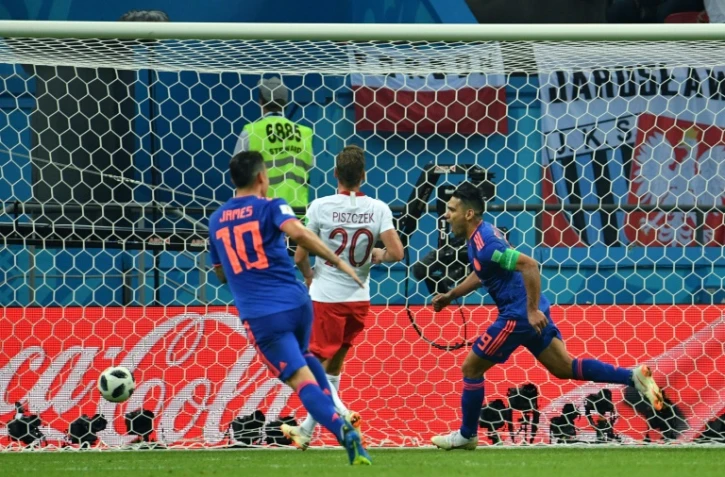 La Colombie écarte la Pologne grâce notamment à un but de son capitaine Falcao à la Kazan Arena, le 24 juin 2018