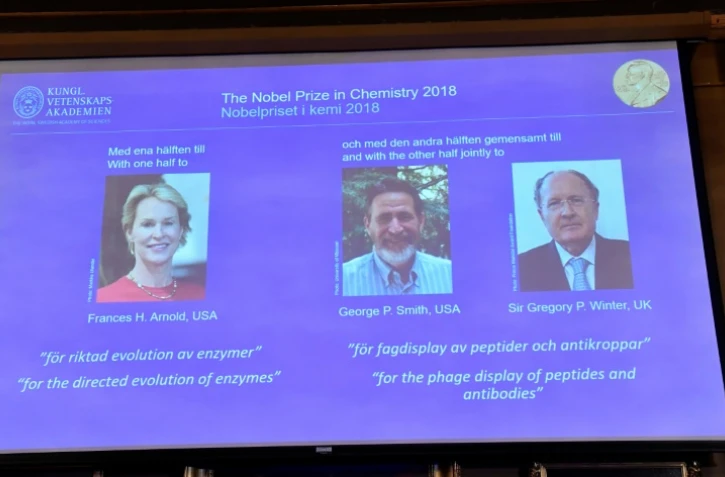 Photos des trois lauréats du Nobel de chimie le 3 octobre 2018. TT News Agency / AFP 