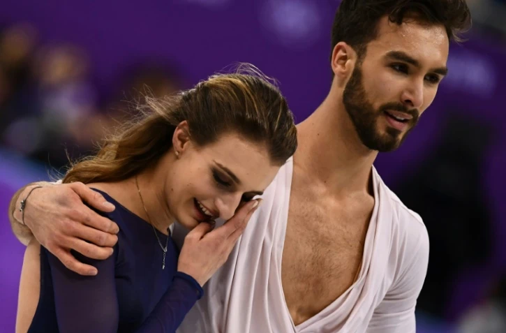 Les Français Gabriella Papadakis et Guillaume Cizeron après le programme libre de danse sur glace des Jeux de Pyeongchang, le 20 février 2018