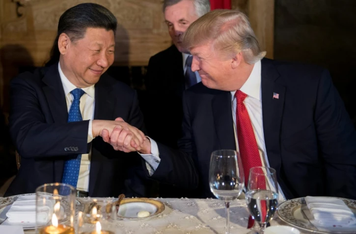 Le président américain Donald Trump et le président chinois Xi Jinping, lors d'un dîner à Mar-a-Lago en Floride, le 6 avril 2017 
