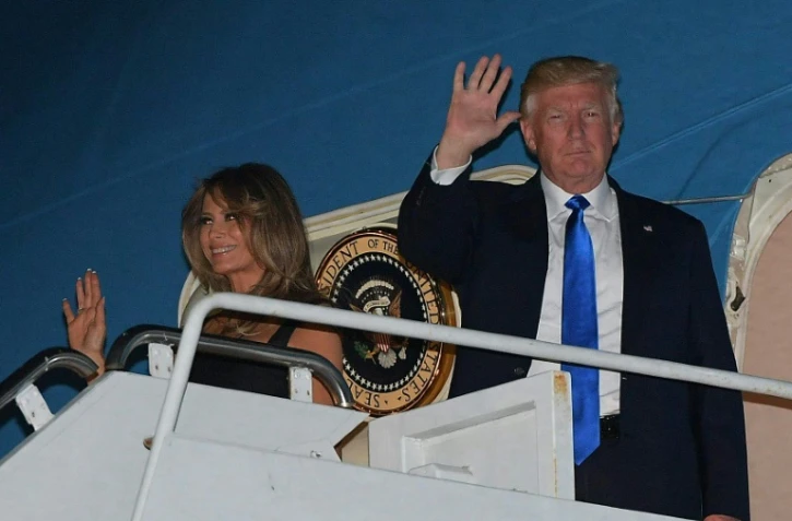 Le président Donald Trump et son épouse Melania Trump à leur arrivée à en Sicile (Italie) le 25 mai 2017