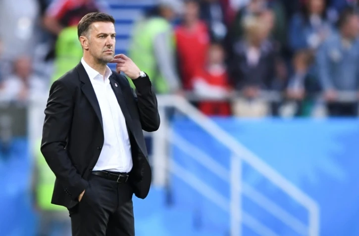 L'entraîneur serbe Mladen Krstajic durant le match contre la Suisse à Kaliningrad, le 22 juin 2018