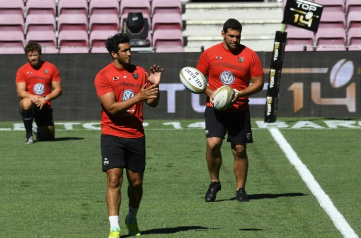 Les joueurs du RC de Toulon à l'entraînement au Camp Nou, le 23 juin 2016 à la veille de la finale du Top 14 contre le Racing 92