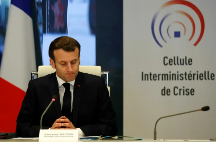 Emmanuel Macron le 20 mars 2020 à la cellule interministérielle de crise au ministère de l'Intérieur à Paris