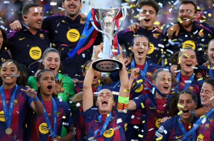 Les Barcelonaises sacrées championnes d'Europe après leur succès contre l'OL Lyonnes en finale, le 23 mai 2026 à Oslo