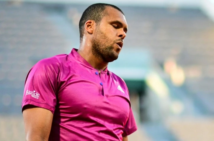 Le Français Jo-Wilfried Tsonga, lors de son match du 1er tour contre le Japonais Yoshihito Nishioka, le 31 mai 2021 au tournoi de Roland-Garros