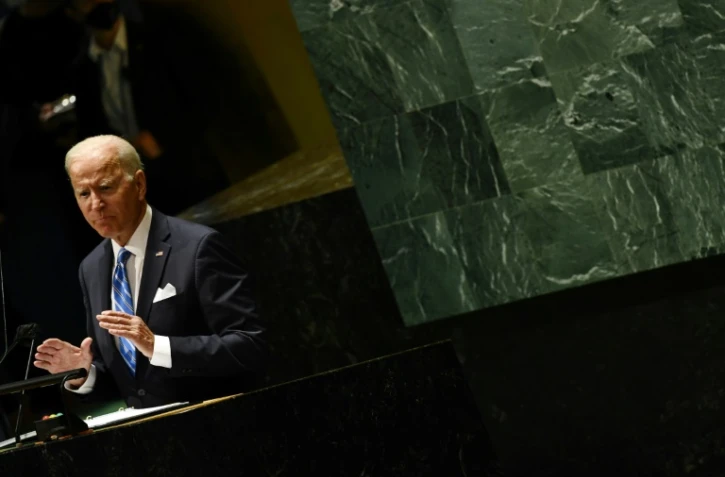 Le président américain Joe Biden prononce un discours devant l'Assemblée générale des Nations unies à New York, le 21 septembre 2021