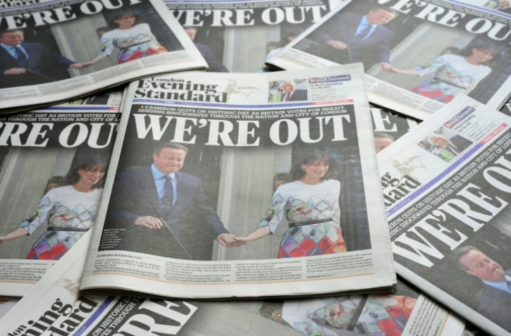 Des journaux britanniques annonçant la sortie du Royaume-Uni de l'Europe. Le 24 juin 2016