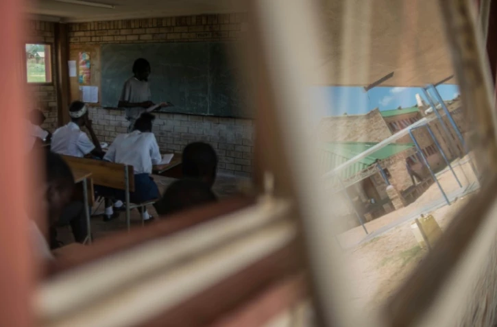 Une école à Pomfret, base militaire abandonnée dans le désert de Kalahari, en Afrique du Sud, le 13 février 2017