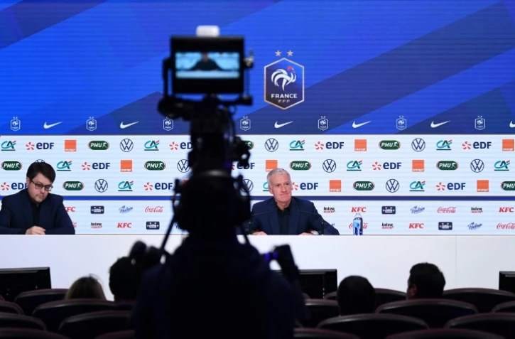 Le sélectionneur des Bleus Didier Deschamps en conférence de presse, le 7 novembre 2019 à Paris