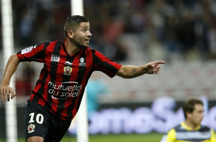 Le Niçois Mickaël Le Bihan après un but contre Bordeaux, le 23 septembre 2015 à Nice