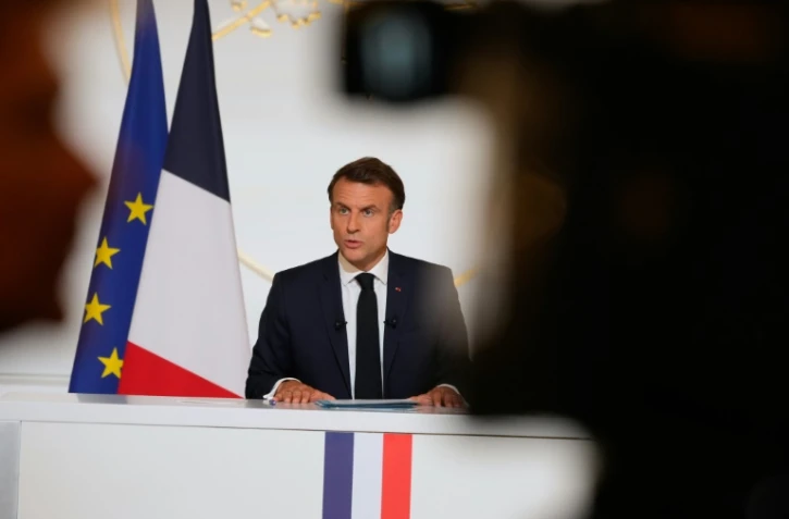 Le président Emmanuel Macron s'exprime à l'Elysée le 13 juin 2025 à Paris