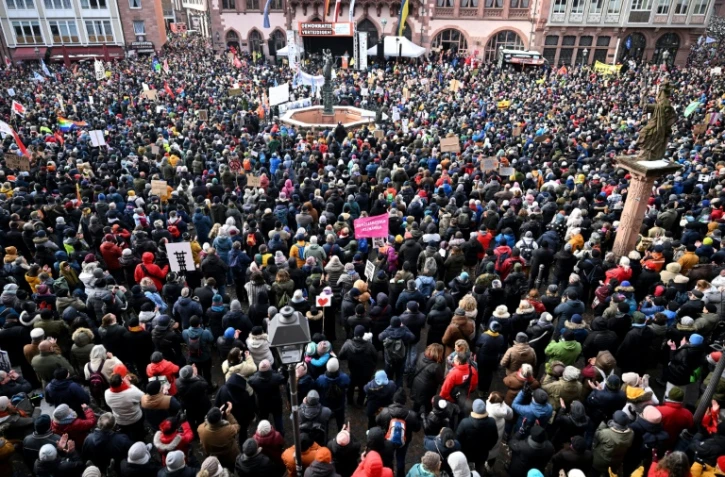 Manifestation contre le parti allemand d'extrĂŞme droite AfD, le 20 janvier 2024 Ă Francfort
