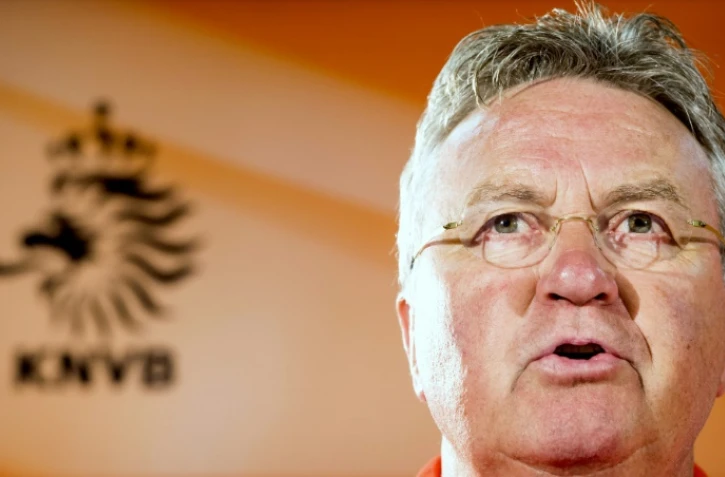 Guus Hiddink,, alors entraîneur des Pays-Bas, en conférence de presse, le 4 juin 2015 à Hoenderloo (Pays-Bas)