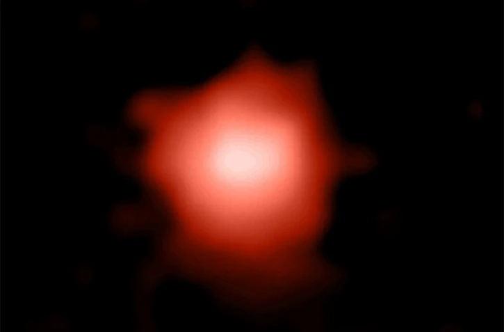 Image composite communiquée par l'Institut Niels Bohr de la GLASS-z13 observée par le télescope spatial James Webb, la plus distante jamais vue 