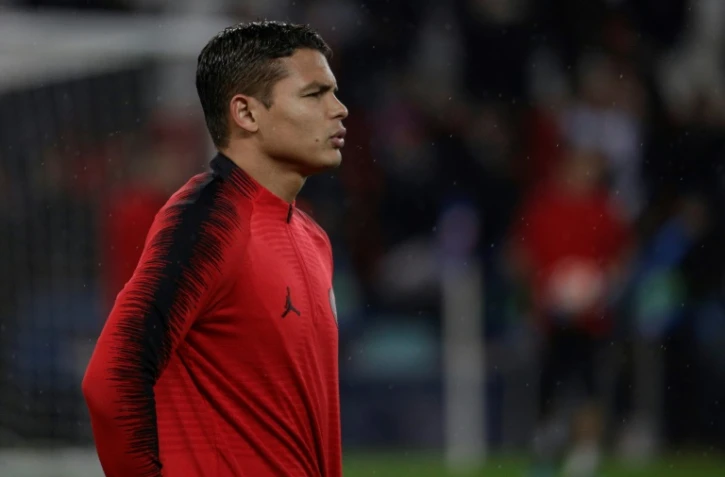 Thiago Silva avant le 8e de finale retour du Paris SG contre Manchester United le 6 mars 2019 au Parc des Princes