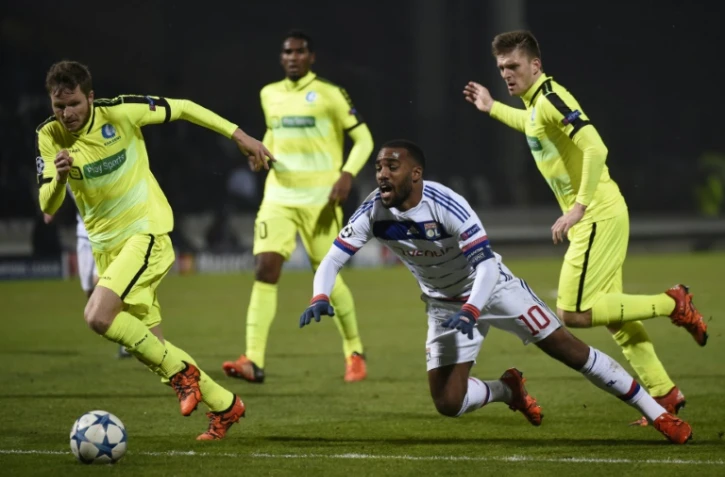 L'attaquant de l'OL Alexandre Lacazette face à La Gantoise, le 24 novembre 2015 à Gerland