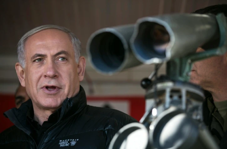 Le Premier ministre israélien Benjamin Netanyahu lors d'une visite sur le plateau du Golan, le 4 février 2015