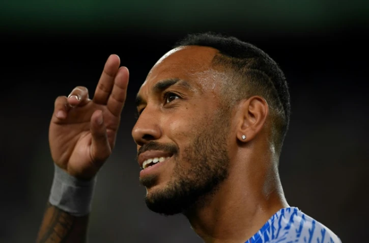 L'attaquant gabonais Pierre-Emerick Aubameyang sous le maillot du FC Barcelone, à Barcelone, le 24 août 2022