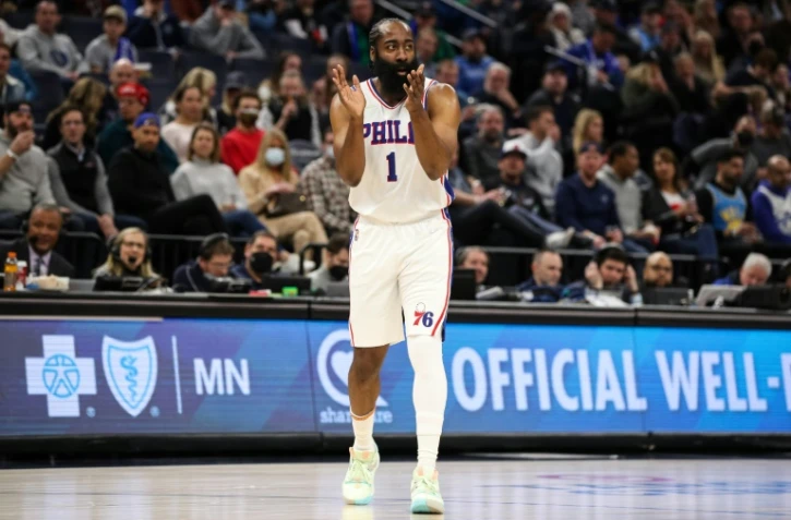 James Harden lors de son premier match avec sa nouvelle équipe de Philadelphie, remporté 133-102 face aux Minnesota Timberwolves, le 25 février 2022