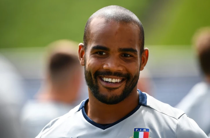 Le troisième ligne italien Maxime Mbanda le 25 septembre 2019 à Fukuoka au Japon