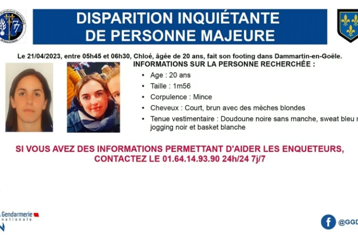L'avis de disparition de Chloé diffusé le 21 avril 2023 sur le compte twitter de la Gendarmerie française de Seine-et-Marne