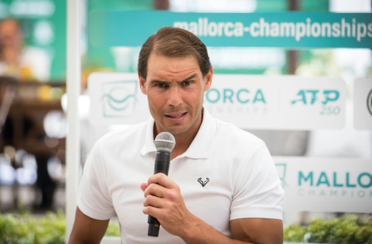 Rafael Nadal lors d'un point presse à Santa Ponsa, près de Majorque, le 17 juin 2022 