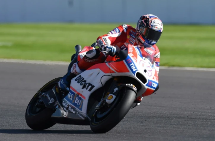 L'Italien Andrea Dovizioso (Ducati) lors du GP de Grande-Bretagne sur le circuit de Silverstone, le 27 août 2017