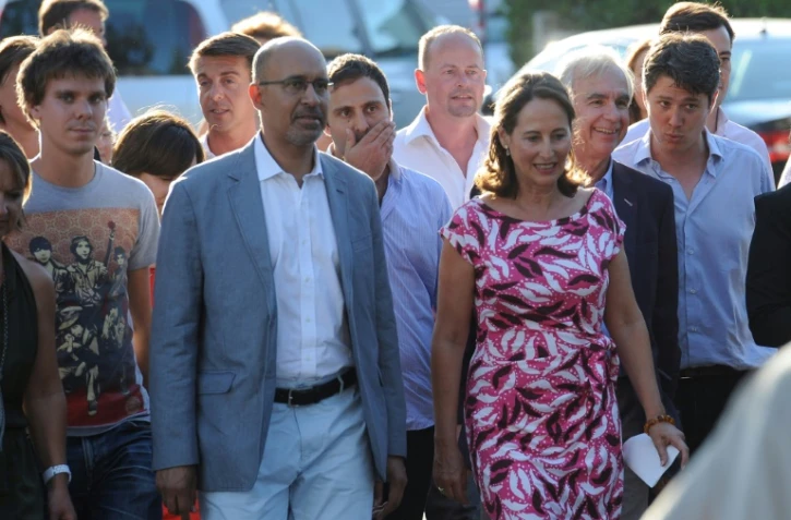 Le président des MJS Thierry Marchal-Beck (G), Harlem Désir, Ségolène Royal et le maire de La Rochelle Maxime Bono, à La Rochelle le 22 août  2013