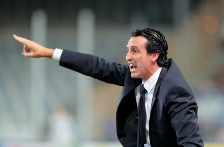 L'entraîneur espagnol du Paris SG Unai Emery lors du match contre Bastia le 12 août 2016 au stade Armand Cesari 